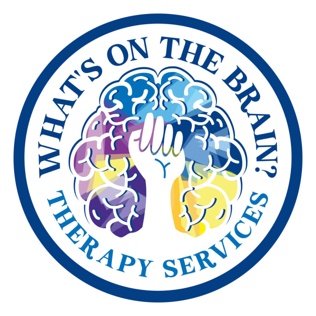 Logo of What's On The Brain Therapy Services featuring a brain and a fist.